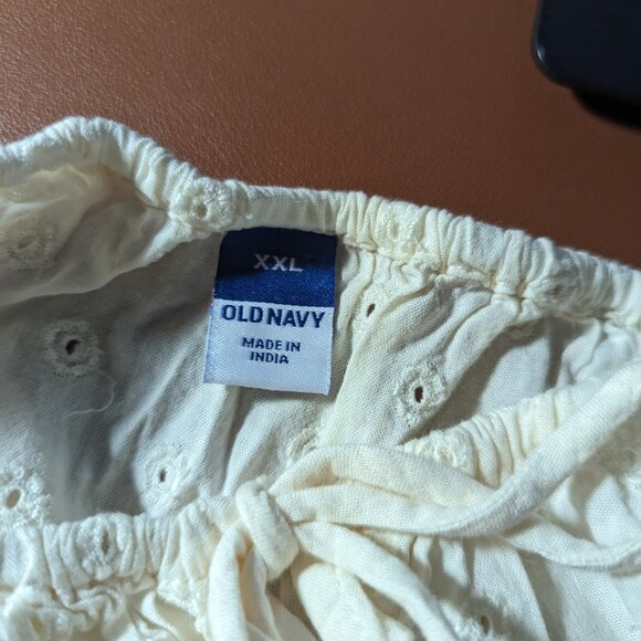 NWT Old Navy Womens XXL Cap Mini Dress Ivory Cottagecore Boho Ruffle Eyelet NEW - Picture 5 of 7